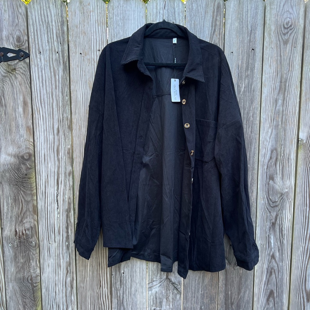 IN’ VOLAND Black Corduroy Shirt Jacket Shacket Women’s 26W NWT NEW